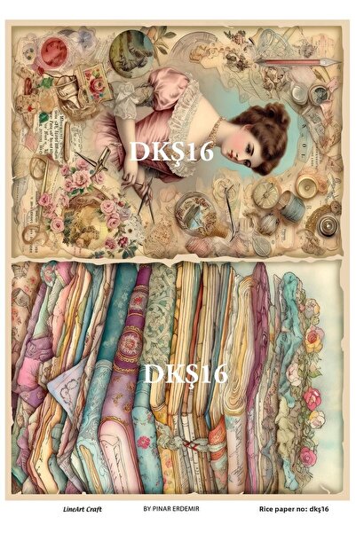 LİNEART Sewing Series Brass Decopage Paper 29X42Cm No:Dkş16