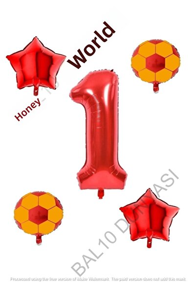BAL10 DÜNYASI Yellow Red Football Ball Foil Balloon Set Age 1