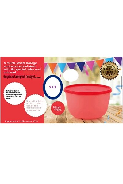 Tupperware Fire Red 2 Liter Storage and Service Container