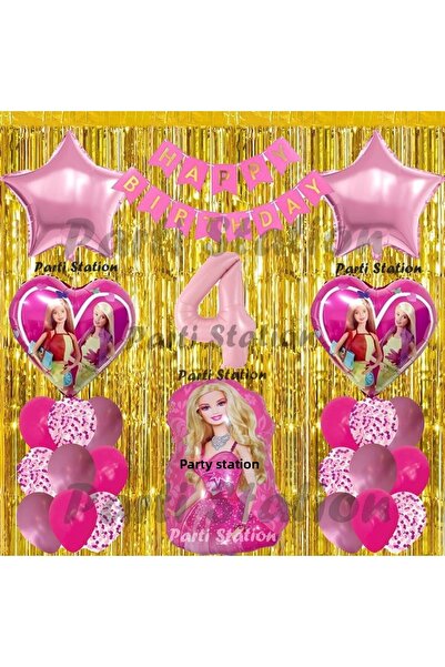 Parti Station Barbie Balloon Set 4 Years Barbie Concept Birthday Party Balloo...