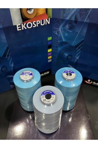 AYHANMAK Set de 3 fire de cusut 120 nr. 5000m poliester Ekospun, de înaltă re...