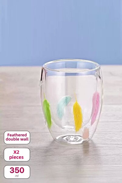 Berdina Home 2 قطعة كوب فروي مزدوج الجدار 350 مللي كوب شاي قهوة للمكتب المنزل...