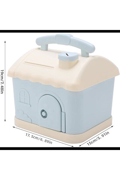 devigo Casă de pui cu cheie de dimensiuni mari - Cutie de bani în formă de casă - Albastru cu opțiuni de culoare roz