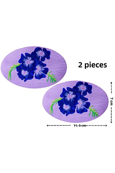 Megas Etiket Iron-On Adhesive Blue Flowers (Forgetmabeni Flower) Woven Crest/...