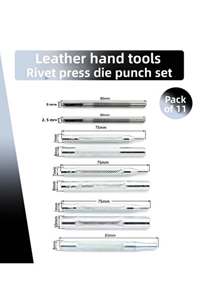 Dopar 11 Pieces Press Mold Set Steel For Rivets And Studs