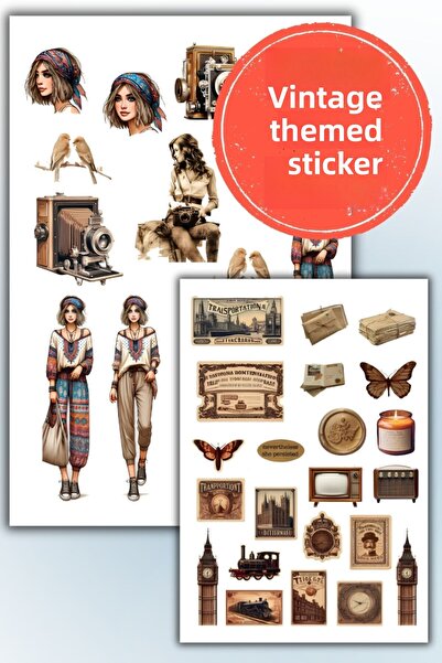 birikiyedi مجموعة ملصقات ذات طابع عتيق مكونة من قطعتين مناسبة لمجلة جدول الأعمال