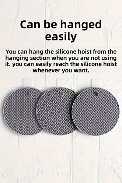 Fesya Home Set de 3 suporturi rotunde din silicon gri