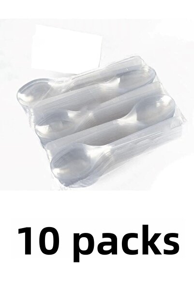 Yakutsan 10 عبوات (100 قطعة) ملاعق بلاستيكية فاخرة شفافة