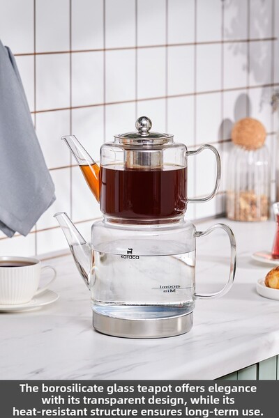 Karaca Dora borosilikátová skleněná maxi konvice na čaj