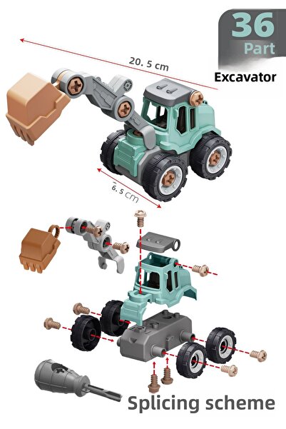 SmartFox Toy Disassembly Construction Machine - Socket Toy Scoop 36 Pieces