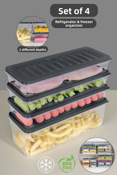 Meleni Home Set de 4 organizatoare pentru cuptorul cu microunde - Recipient p...