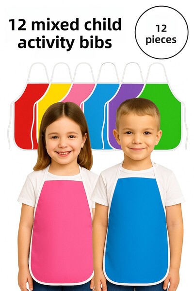 Morlay Șorțuri colorate pentru pictură pentru copii de 2-8 ani - impermeabile și durabile și 30x50cm 12 buc