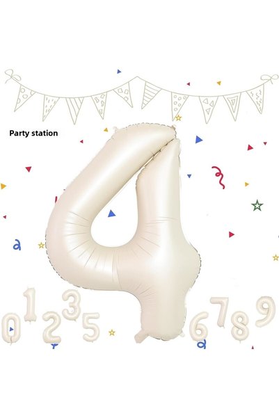 Parti Station 4 أرقام احباط بالون كريم اللون أرقام بالون العمر بالون 76 سم عد...