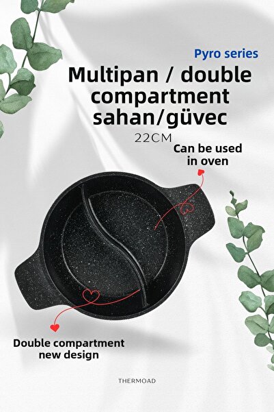 Pyro Series - 22 cm Black Multipan Hot Pot with Self Compartment
