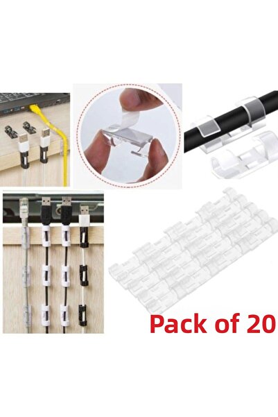 Home 20 قطعة مثبت كابل لاصق مشبك شفاف