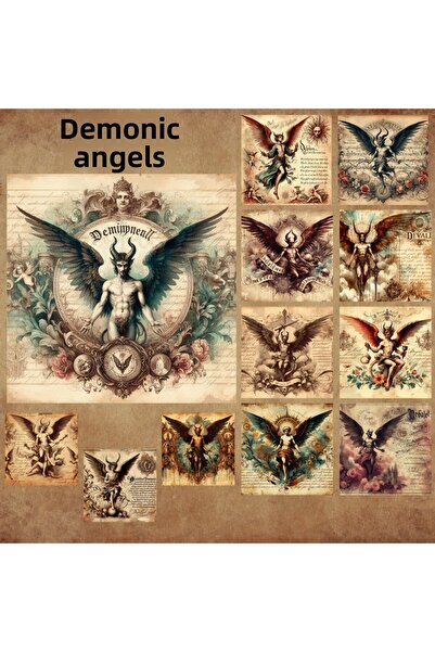 Pink Swan Craft Îngeri demoni vintage - Set de autocolante pentru etichete pe...