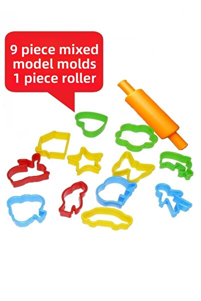 Hyd Play Dough Mold 9 Pieces Mixed Model Roller Rolling Pin Set