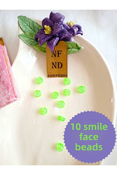 ENEFENDİ 10 bucăți brățară cu mărgele verzi cu fața zâmbitoare, cu găuri, pen...