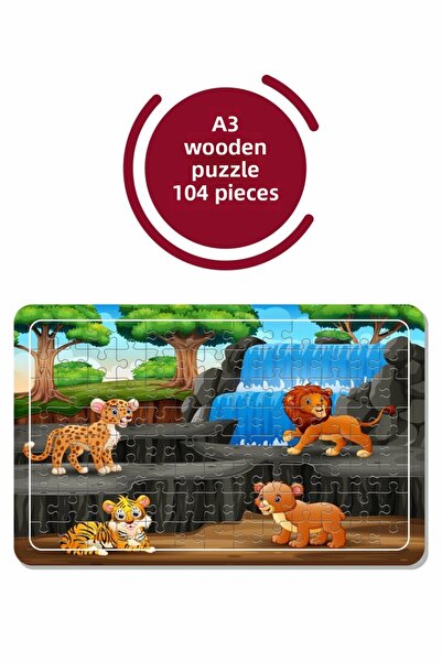 Baskı Atölyesi لغز الغابة والشلال والأسود مقاس A3 مكون من 104 قطعة، لعبة، منش...