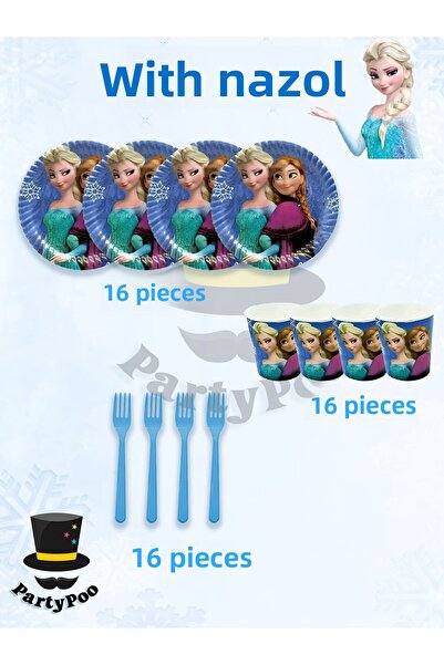 PartyPoo Set de petrecere pentru ziua de naștere ecologică Frozen Elsa pentru...