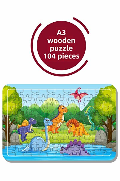 Baskı Atölyesi لغز الديناصورات A3 مكون من 104 قطعة، لعبة، منشار تركيب
