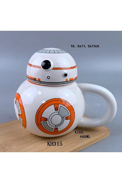 hediyeconcepti كوب سيراميك ستار وورز ثلاثي الأبعاد، كوب روبوت BB-8، كوب ستار وورز مع غطاء للماء، كوب قهوة