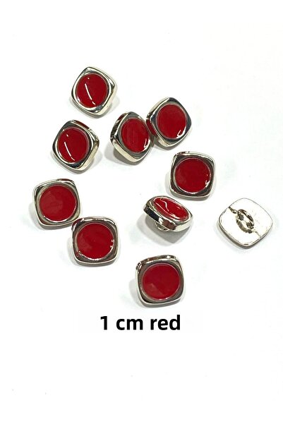 karantuhafiye زر قميص بلوزة / طقم 10 قطع /02737 / أحمر فضي