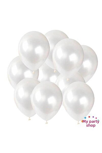 Parti Dükkanım 20 بالونة معدنية بيضاء صغيرة - 6 بوصة