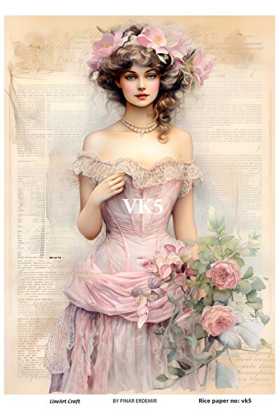 LİNEART Lineart Brass Decopage Paper No:Vk5