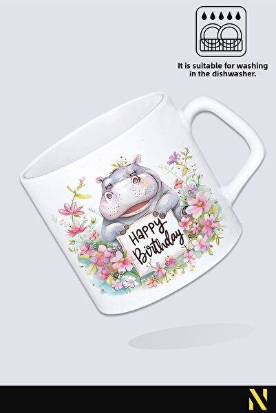 nilizma Happy Birthday Cute Hippopotamus Mug Cup Mug 225 ml