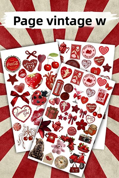 Grafikup Σετ αυτοκόλλητων vintage 3 φύλλων - Αυτοκόλλητο για το σημειωματάριο...