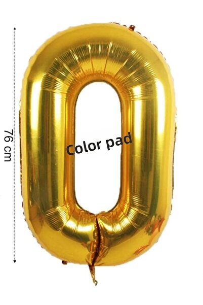 renk party Foil Balloon 0 Number Helium Balloon 76 cm Gold Color - 0 Age Ball...