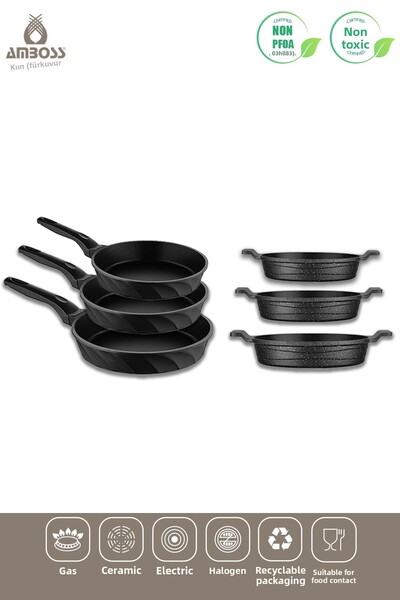 Amboss Riva 6 Piece Cast Titanium Coated Pan and Sauce Set