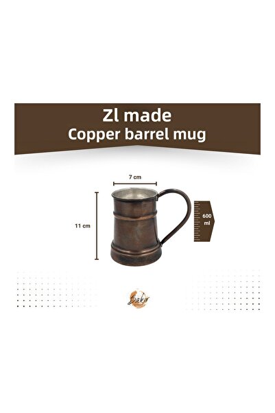 Bakır Concept Copper Mug Cup Barrel Model (2 Pcs) Oxidized Color