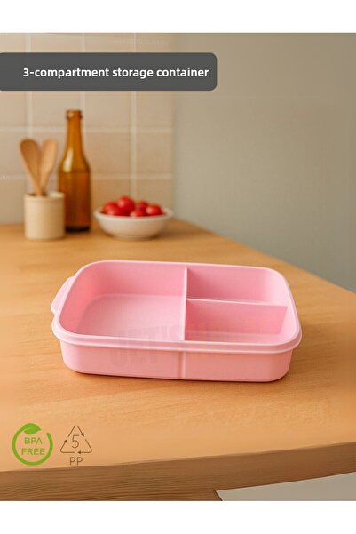 Jet's Home حاوية تخزين مكونة من 3 أقسام، حاوية تغذية خالية من مادة BPA، حاوية غير قابلة للتهوية، وردي، 1500 مل