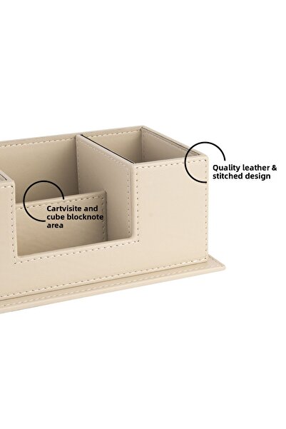 2K Desktop Leather Organizer Pen Holder 4 Compartments Desktop Organizer Rainbow Vegan 10X12X25 Cm.