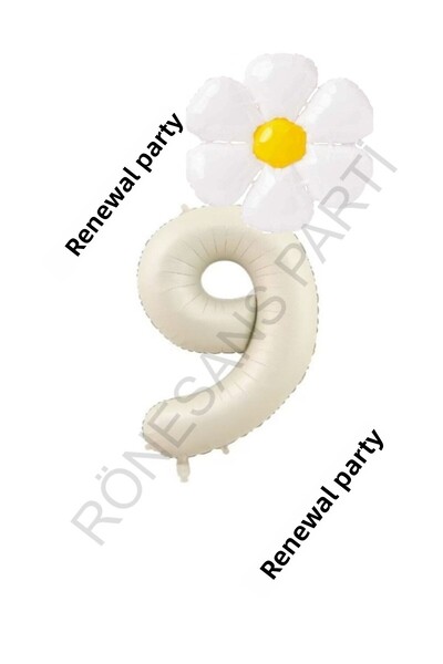 RÖNESANS PARTİ مجموعة بالونات من رقائق الأقحوان باللون البيج والأبيض لعمر 9 س...