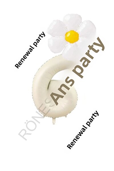 RÖNESANS PARTİ مجموعة بالونات من رقائق الأقحوان باللون البيج والأبيض لعمر 6 س...