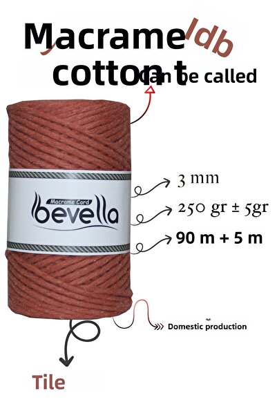 Bevella Macrame Cord Σκάνδαλο Μακραμέ Σκάνδαλο 3mm Σκάνδαλο Βαμβακερό Μονό Πλακάκι Μακραμέ Σκάνδαλο