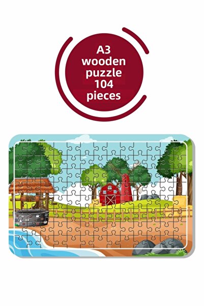 Baskı Atölyesi لغز حيوانات المزرعة اللطيفة A3 مكون من 104 قطعة، لعبة، منشار قطع