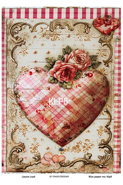 LİNEART Klp8 Model Heart Series - 30X42 Brass Decopage