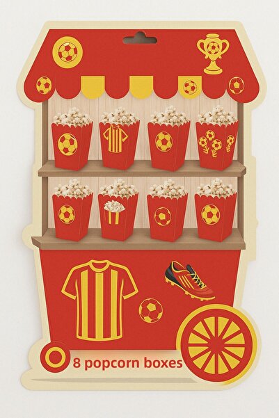 Ege Pastacılık 8 Li Fan Corn and Popcorn Box Yellow-Red