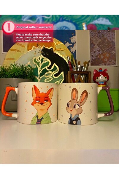 westartic Zootropolis Nick and Judy 2-pack Double Lover Cup فنجان شاي وقهوة