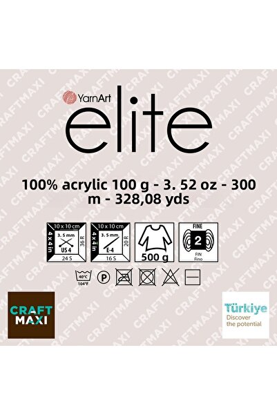 Yarnart Elite - Πλακάκι με νήμα πλεξίματος χειρός-847