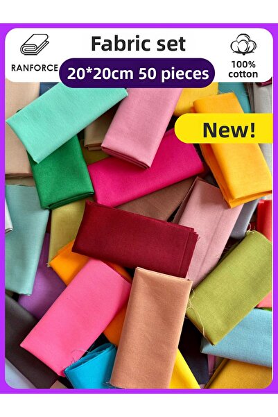 FabricMarket Set de țesături bumbac 100% % pentru cusut și hobby – 50 bucăți ...