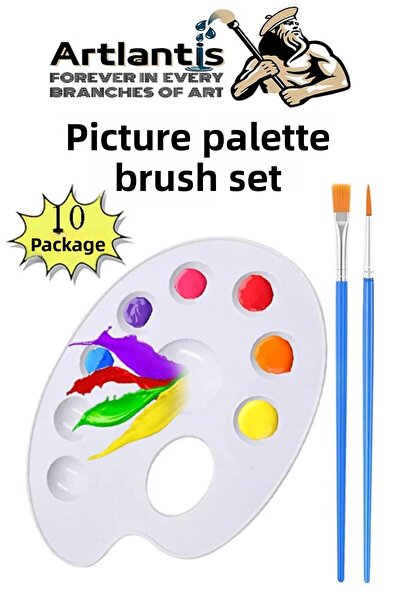Artlantis Paletă de pictură și set de pensule pentru pictură Pachet de 10 pal...