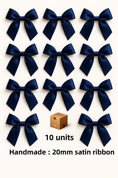 edalle 10 Pieces Navy Blue Satin Bow Ribbon 20mm Satin Ribbon