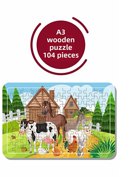 Baskı Atölyesi لغز حيوانات لطيفة A3 مكون من 104 قطعة، لعبة، منشار قطع