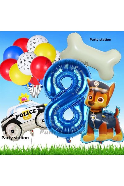 Parti Station Paw Patrol Chase Police Dog Concept 8 Years Birthday Party Ball...