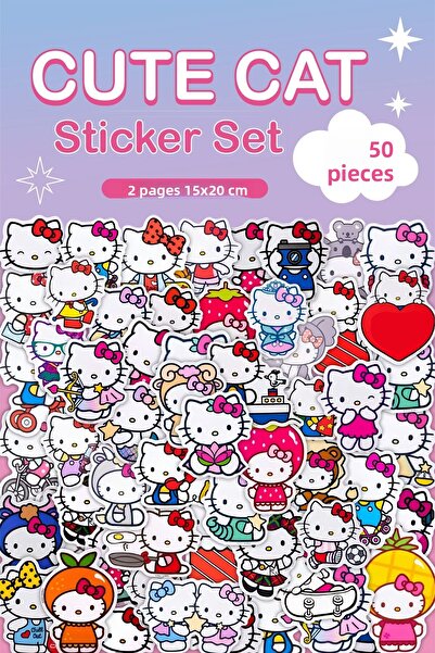 Grafikup مجموعة ملصقات قطة لطيفة مكونة من 50 قطعة - ملصق زجاجة مياه للكمبيوتر...